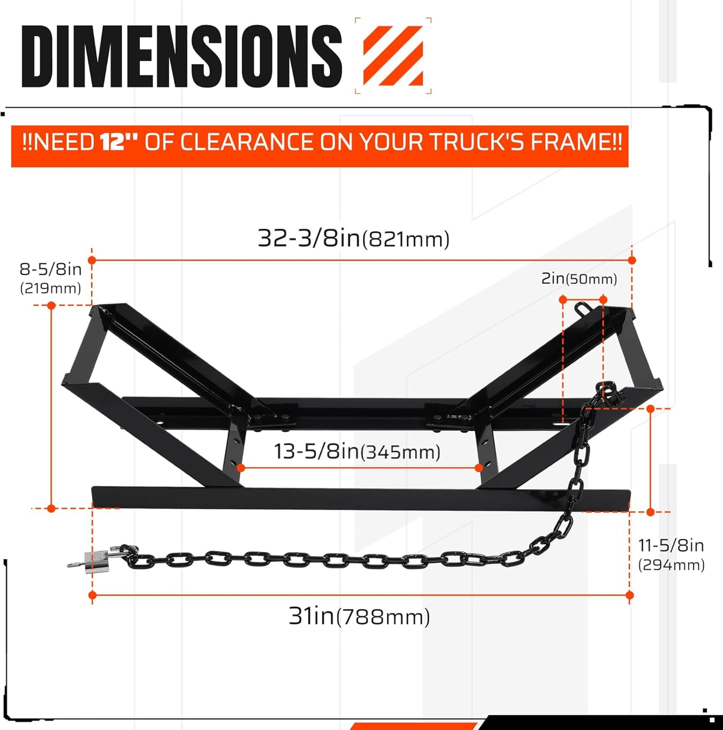 Semi-Truck Spare Tire Carrier with Ratchet Strap Chain Truck Tire Storage Rack Portable Adjustable Tire Secure Holder with Lock LYOM-337S