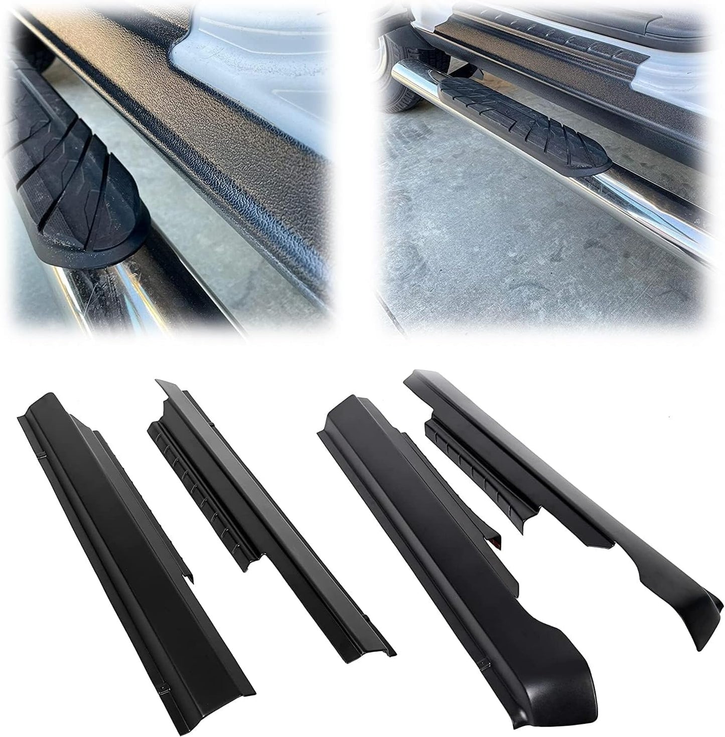 Rocker Panel Cover Guard Compatible with 2009-2018 Dodge Ram Crew Cab Molding Trim Matte Black Textured Finish Replace for 14064 LYAP-255
