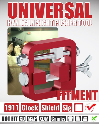 Sight Pusher Tool, Universal Handgun Sight Adjustment for 1911/Glock/Shield/Sig, Bead Disassembly Tool, Front Rear Sight Removal Tool Auto Repair LYOM-058