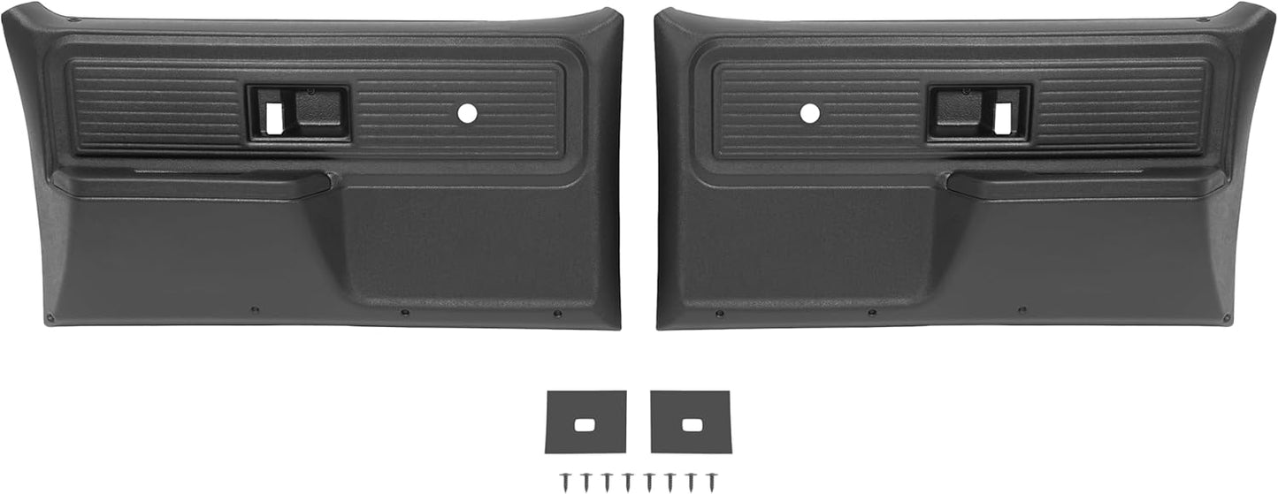 Front Door Panels Compatible with 1977-1980 Chevrolet Chevy GMC Truck Inner Trim Panel Black Pair LYAP-X1211
