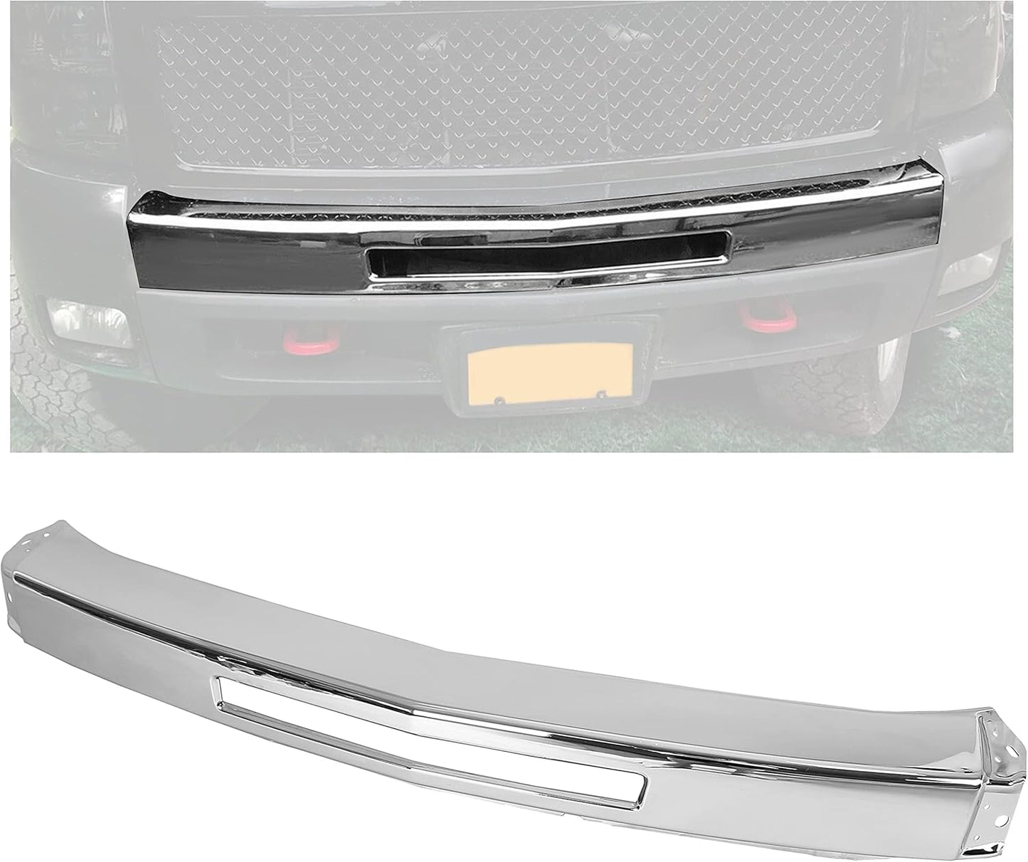 Impact Bar Compatible with 2007-2013 Chevy Silverado 1500 2500 3500 Pickup Front Bumper Impact Face Bar Chrome Steel Replace For GM1002831 15941850 LYAM-298
