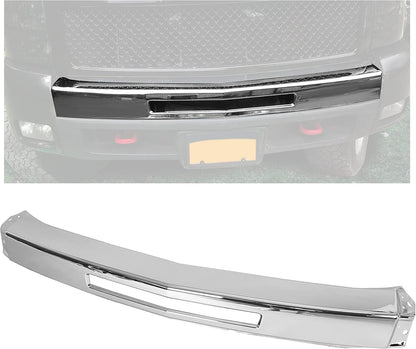 Impact Bar Compatible with 2007-2013 Chevy Silverado 1500 2500 3500 Pickup Front Bumper Impact Face Bar Chrome Steel Replace For GM1002831 15941850 LYAM-298