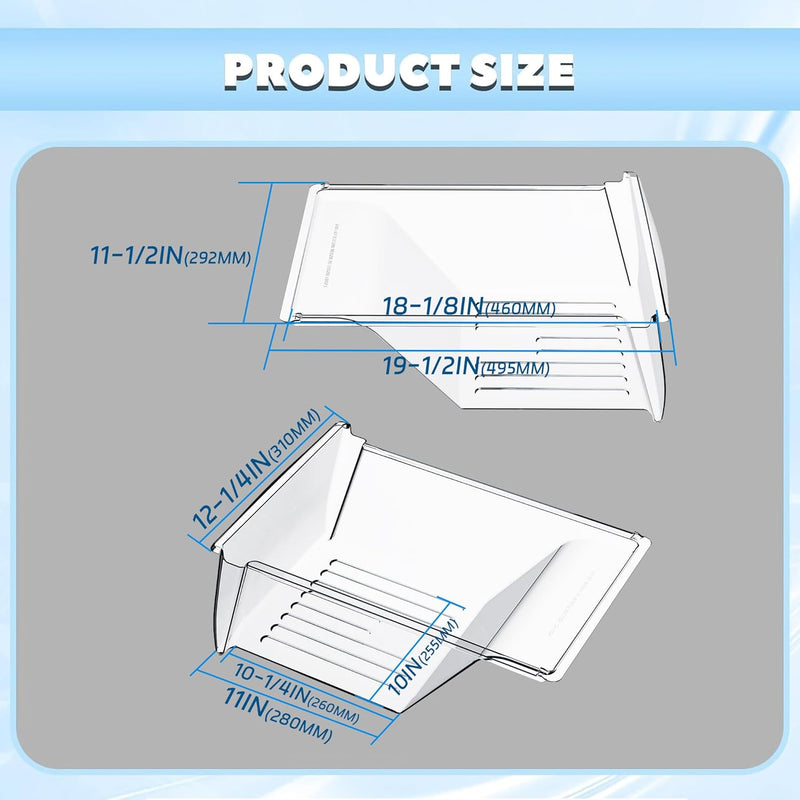 HECASA 240343803 AP2115895 240343801 Crisper Pan (Bottom) Compatible with Frigidaire Refrigerator Kenmore Crisper Bin Crisper Drawer 240343805 Replacement only LYOP-054