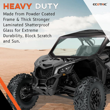 Full Glass Windshield + Sun Visor Compatible With Can Am Maverick X3 900 XRS XDS Turbo R Max 2017-2025 LYMM-074