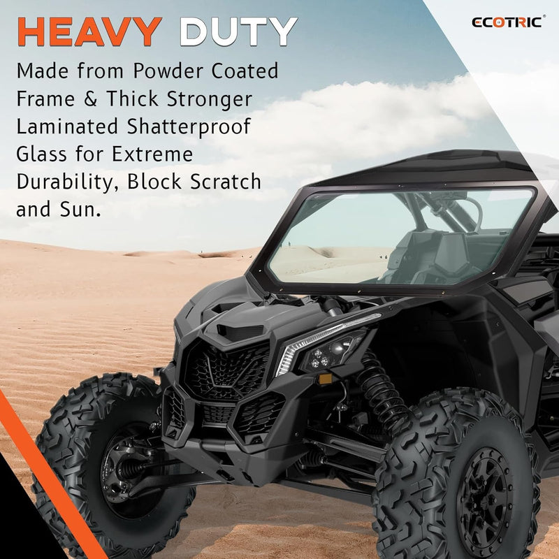Full Glass Windshield + Sun Visor Compatible With Can Am Maverick X3 900 XRS XDS Turbo R Max 2017-2025 LYMM-074