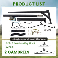 Load image into Gallery viewer, ECOTRIC Truck 2inches Hitch Game Hunting Hoist, 600LB Big Game Hunting Deer Hoist, Include Gambrels Winch for Skinning or Cleaning Game, Winch Lift Gambrel Set 360 Degree Swivel Hitch Mounted LYOM-039
