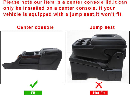 Center Console Armrest Lid Compatible with 2014-2018 Chevrolet Silverado/GMC Sierra, 2015-2020 Tahoe Yukon Suburban Replace for 0227083AA L0227083AA w/Steel Bracket Black Artificial Leather LYCP-014