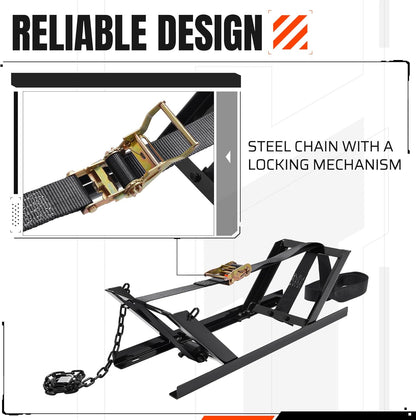 Semi-Truck Spare Tire Carrier with Ratchet Strap Chain Truck Tire Storage Rack Portable Adjustable Tire Secure Holder with Lock LYOM-337S