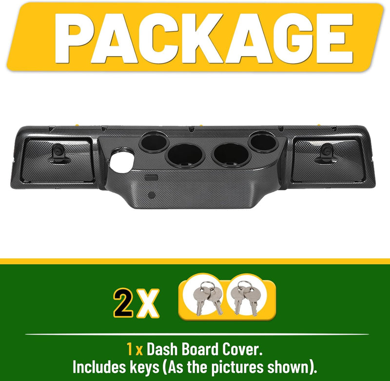 HECASA Dash Board Cover Assembly Compatible with 1982-Up Club Car DS Golf Cart Carbon Fiber Style Glove Boxes 4 Cup Holders (DS Models ONLY) LYMP-057