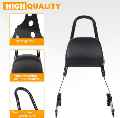 Detachable Sissy Bar Passenger Backrest Compatible with 2004-Up Harley Sportster XL883C 883R XL1200R 1200C 1200S XLH883 XLH1200 Motorcycle Backrest W/Cushion Pad LYHD-31-GB