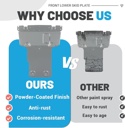 Skid Plate Compatible with 2014-2021 Toyota Tundra 4.6L 5.7L 2020-2022 Toyota Sequoia 5.7L Replacement for PTR60-34190 Front Lower Engine Undercover Guard Protection Aluminum Gray LYAM-617