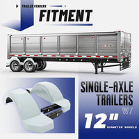 Load image into Gallery viewer, Pair Axle Trailers Fenders 12inches Wheels Tires Skirt Boat Molded 300lbs (Set of 2) Painted Grey LYAP-273S
