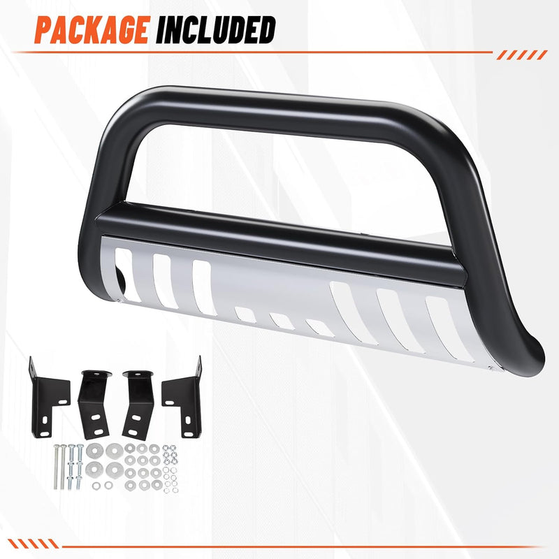 Bull Bar Compatible with 2005-2015 Toyota Tacoma 3inches Tube Stainless Steel Black Front Bumper Brush Push Grille Guard LYAM-331