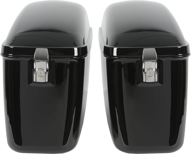 Vivid Black 60L Large Hard Saddle Bag Trunk W/brackets For Motorcycle Compatible With Harley-Davidson Dyna Honda Suzuki Kawasaki Yamaha Cruiser LW-B