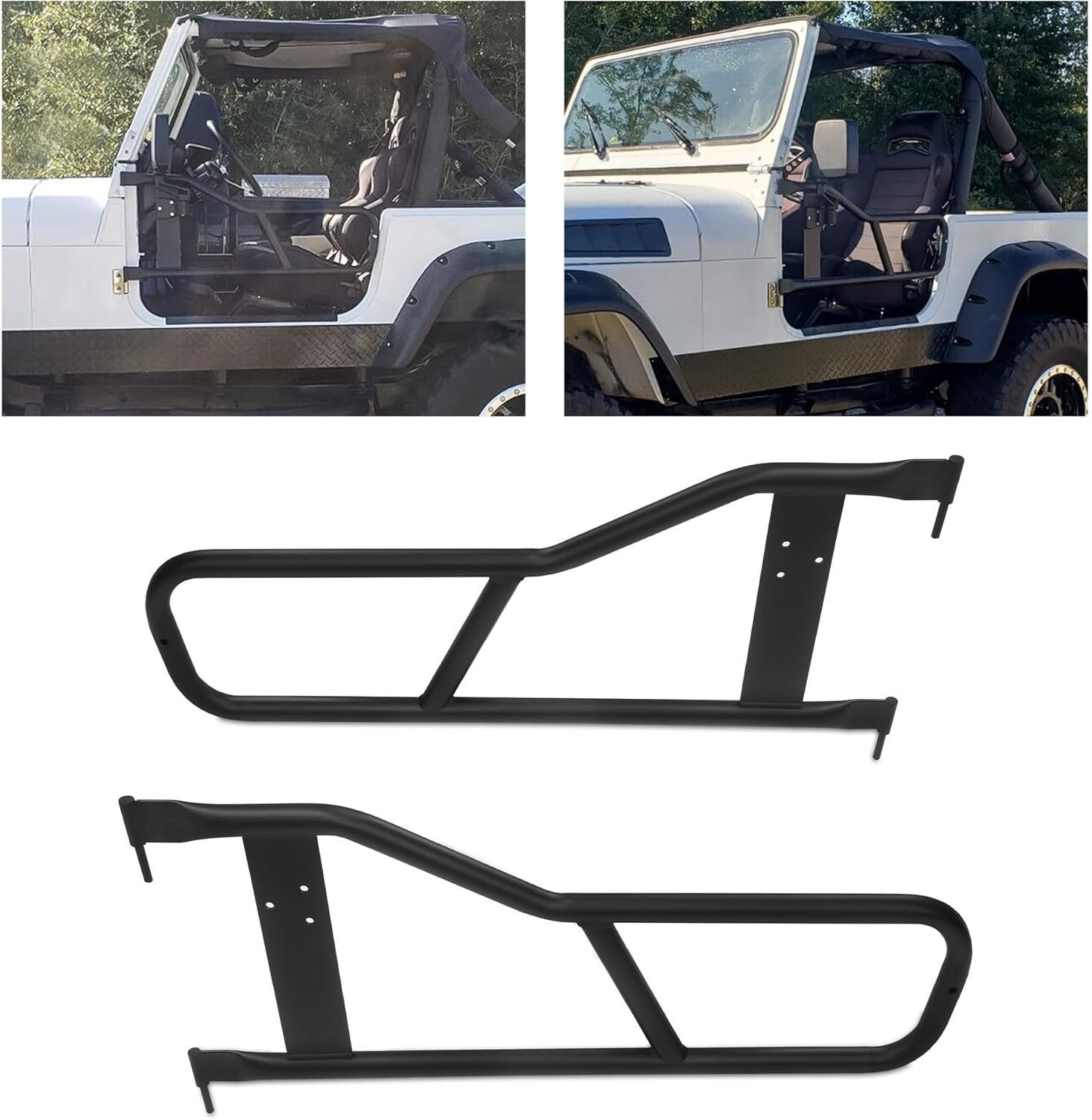Tubular Doors Compatible with 1987-2006 Jeep Wrangler YJ TJ Tubular Half Doors Tube Door Steel Left & Right Simple Off-Road Style LYAM-155