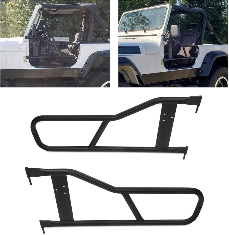 Tubular Doors Compatible with 1987-2006 Jeep Wrangler YJ TJ Tubular Half Doors Tube Door Steel Left & Right Simple Off-Road Style LYAM-155