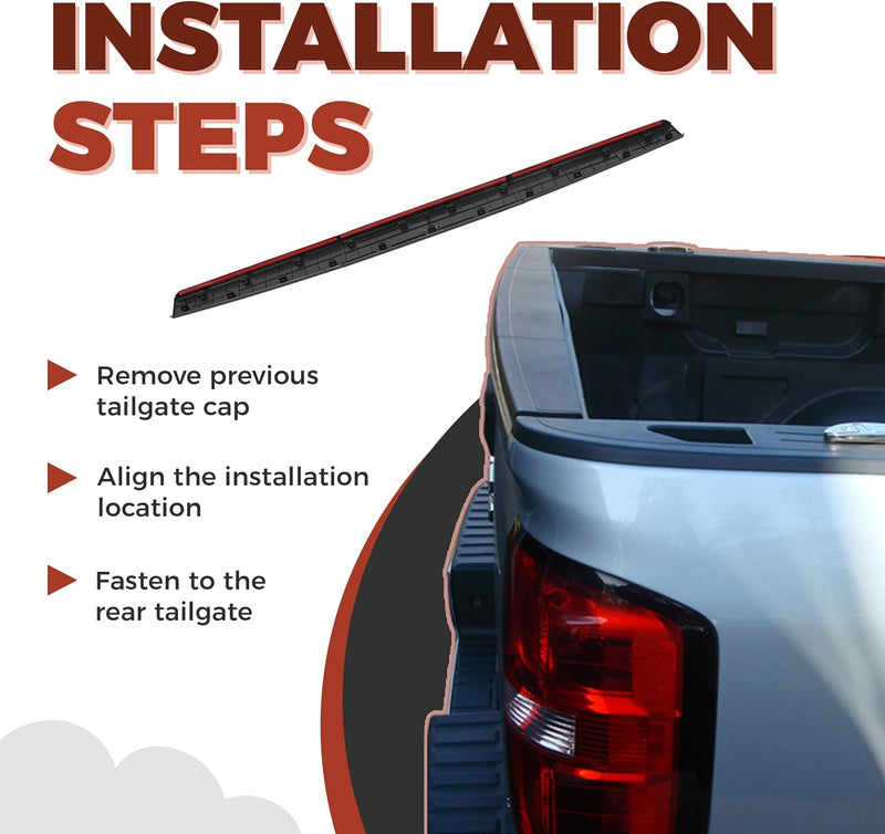 Tailgate Molding Cap Cover Trim Compatible with 2014-2019 Chevy Chevrolet Silverado GMC Sierra 1500 2500HD 3500HD Replacement for 22763062 GM1904110 Top Protector Molding (3Pcs) LYAP-204S