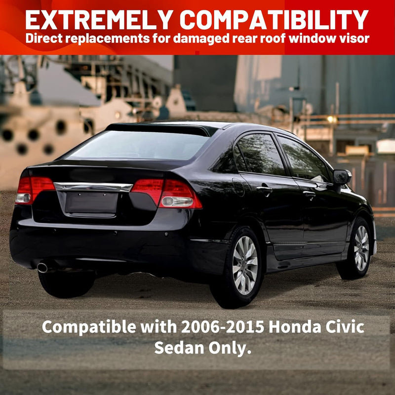 Glossy Black ABS Roof Spoiler Visor For 2006-2011 Honda Civic Sedan – Easy Stick-On