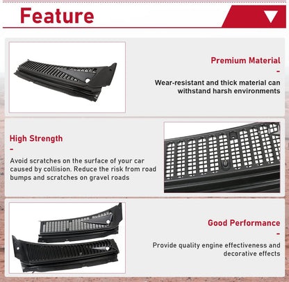 Windshield Wiper Cowl Vent Grille Compatible with 1999-2007 Ford F250 F350 F450 F550 Super Duty 2000-2005 Excursion Replace for 3C3Z-25022A68-AAA 4C3Z-25022A69-AAA Windscreen Covers Panels Kit LYAP-244S