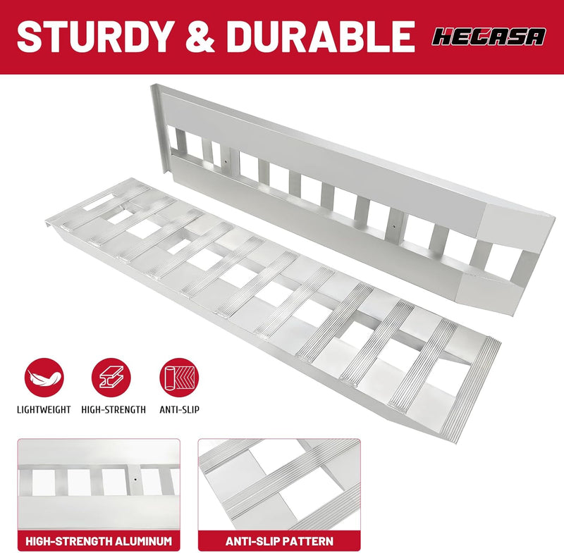 HECASA 60inches X 15inches Trailer Ramp Universal 6800 LBS Truck Bike Motorcycle Loading Ramps Hook End Knife Foot Pair LYOM-195S