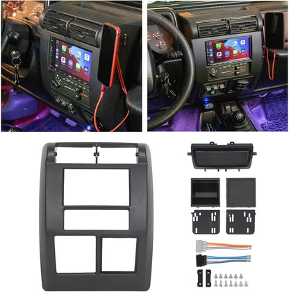 Double Din Dash Kit Compatible with 1997-2002 Jeep Wrangler TJ Radio Stereo Dash Bezel Install Kit LYAP-373