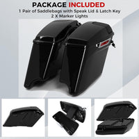 Load image into Gallery viewer, 5&#39;&#39; Extended Saddlebags w/speaker lids Compatible with 1993-2013 Harley Davidson Road King Glide Electra Street Glide All Touring Models Stretched Hard Saddle Bags LTB20
