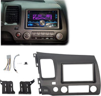 Load image into Gallery viewer, HECASA Car Radio Dashboard Kit Compatible with 2006-2011 Honda Civic Trim Bezel Panel Double 2 Din Install Dash Board Dark Gray LYAP-369
