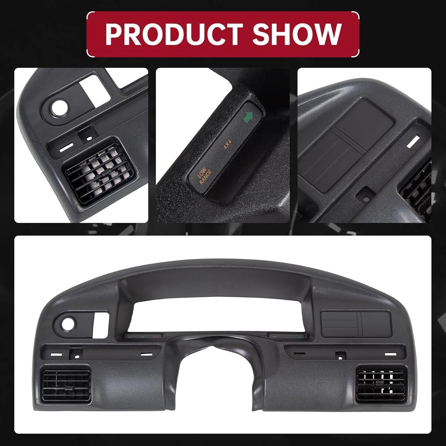 Dash Panel Bezel Cover Compatible with 1992-1997 Ford F250 F350 Bronco Replacement for F2TZ-15044D70-A (Gas Engines ONLY) LYAP-374