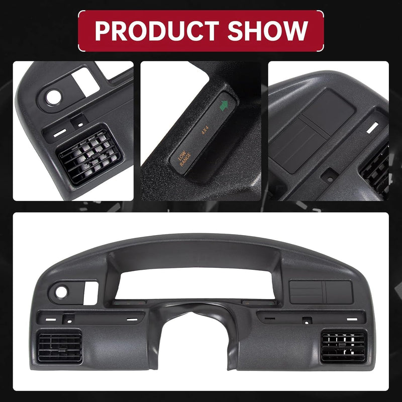 HECASA Dash Panel Bezel Cover Compatible with 1992-1997 Ford F250 F350 Bronco Replacement for F2TZ-15044D70-A (Gas Engines ONLY) LYAP-374