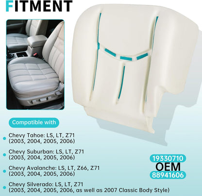 Seat Cushion Compatible with 2003-2007 Chevy Silverado/Suburban/Tahoe GMC Sierra/Yukon Cadillac Escalade Driver Side Seat Foam Replacement for 19330710 88941606 HLV-025