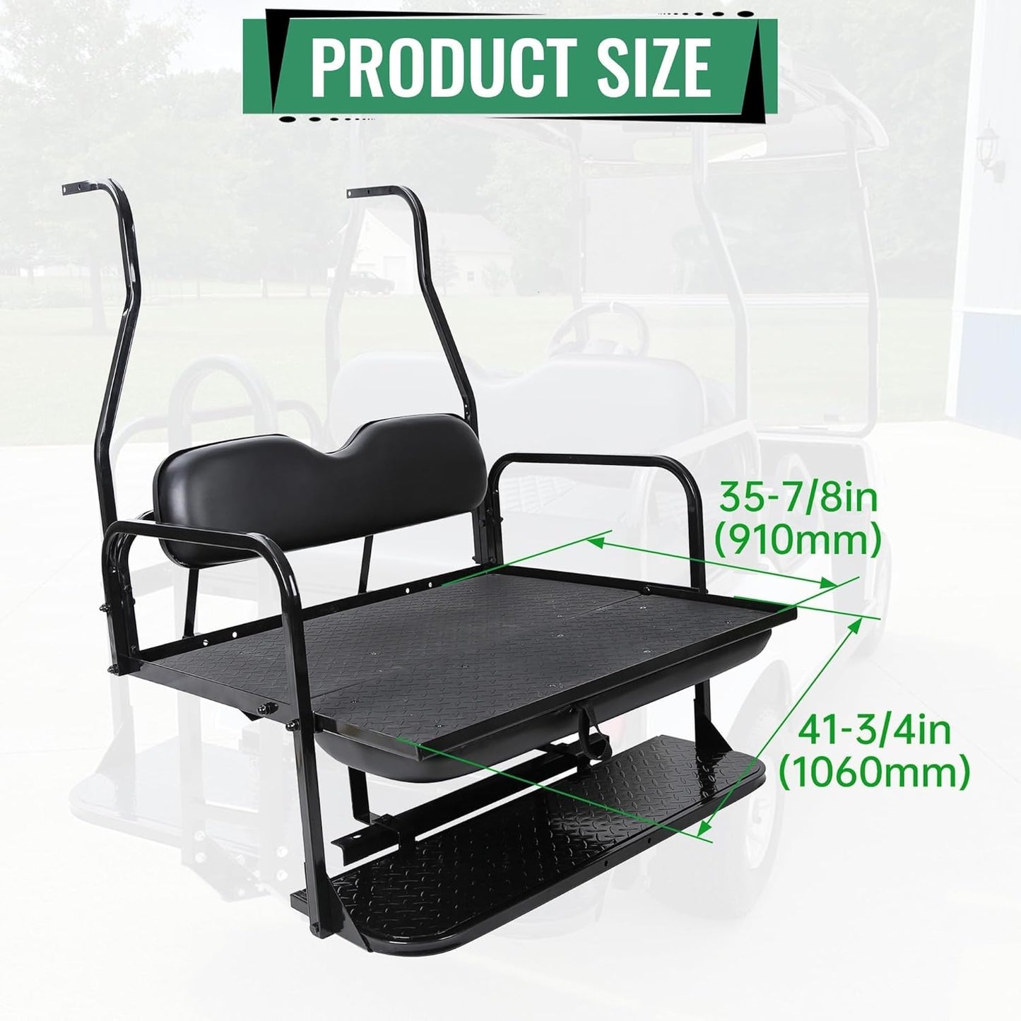 Back Folding Seat Kit Compatible with 2000.5-Up Club Car DS Models Golf Cart Flip Seat with Cushions LYA-078A+LYA-078B