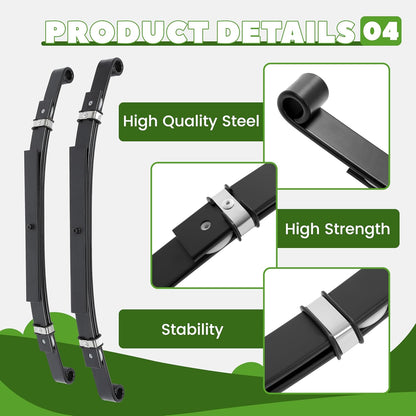 Rear Leaf Springs Compatible With Club Car DS Golf Cart 1981-Up Heavy Duty 3 Leafs with Bushings and Sleeves/Set of 2 LYMM-006S