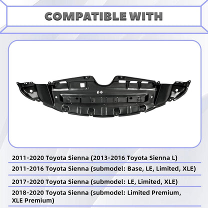Front Engine Splash Shield Compatible with 2011-2020 Toyota Sienna Under Cover Replacement for TO1228174 5144108030 12171444 LYAP-505T