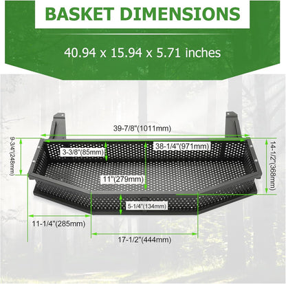 Black Front Clay Outer Cargo Basket w/Mounting Brackets Compatible with Club Car DS Golf Cart Gas & Electric Models (Hardware Included) LYMM-106
