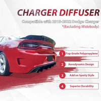 Load image into Gallery viewer, KUAFU Rear Diffuser Compatible with 2015-2024 Dodge Charger Scat SRT Daytona GT R/T Non-Widebody Models Valance Rear Bumper Lip Splitter Spoiler Diffuser Black LYAP-296S
