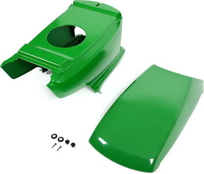 Upper & Lower Hood Kit Compatible with John Deere LT133 LT150 LT155 LT160 LT166 LT170 LT180 LT190 LTR155 LTR166 LTR180 Replacement for AM131759 AM132530 Green Hood Assembly Kit LYJD-051+LYJD-046-1/LYJD-046-2