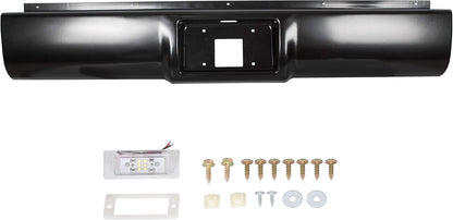 Rear Roll Pan Bumper Steel W/Light & Box Compatible With 1988 1989 1990 1991 1992 1993 1994 1995 1996 1997 1998 Chevy C1500 C2500 C3500 K1500 K2500 K3500 LYAM-404S
