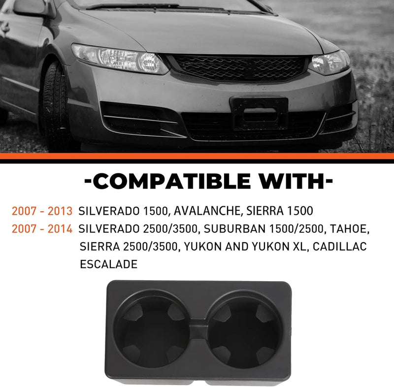 Cup Holder Compatible with 2007-2014 Chevy Silverado Avalanche Tahoe Sierra Suburban Yukon, Replacement for 19154712 Center Console Beverage Drink Insert LYAP-234