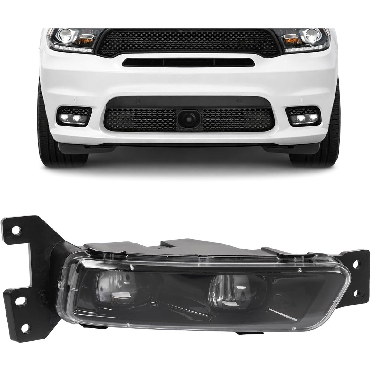HECASA LED Fog Light Passenger Side Compatible with 2014-2023 Dodge Durango 2017-2022 Jeep Grand Cherokee Replacement for CH2593159 68275510AC Front Bumper Fog Lamp Clear Lens Right