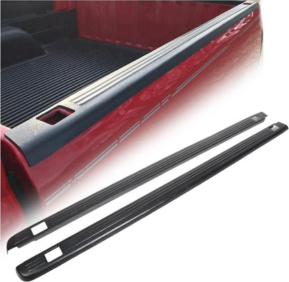 Truck Bed Rail Caps W/Holes Compatible with 1999-2006 Chevrolet Silverado & GMC Sierra 1500 2500 3500 (Classic only) W/Stake Holes 6'6inches Bed Black Ribbed Finish (Set of 2) LYAP-206-DK