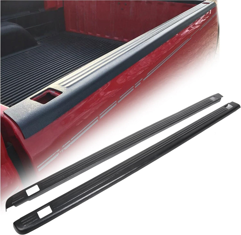 Truck Bed Rail Caps W/Holes Compatible with 1999-2006 Chevrolet Silverado & GMC Sierra 1500 2500 3500 (Classic only) W/Stake Holes 6'6inches Bed Black Ribbed Finish (Set of 2) LYAP-206-DK