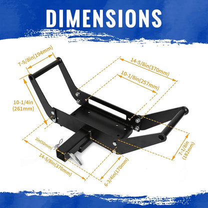 Foldable Winch Mounting Plate Cradle Bracket for Recovery Winches Compatible with Truck Trailer ATV 4WD w/2inches Hitch Receiver LYA-023S