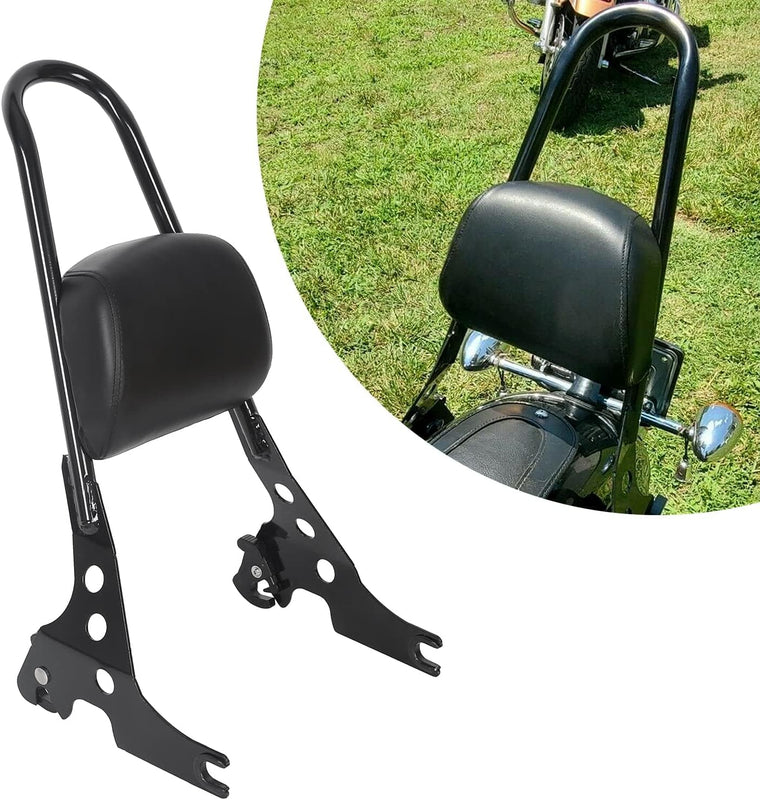 Detachable Sissy Bar Passenger Backrest Compatible with 2004-Up Harley Sportster XL883C 883R XL1200R 1200C 1200S XLH883 XLH1200 Motorcycle Backrest W/Cushion Pad LYHD-31-GB