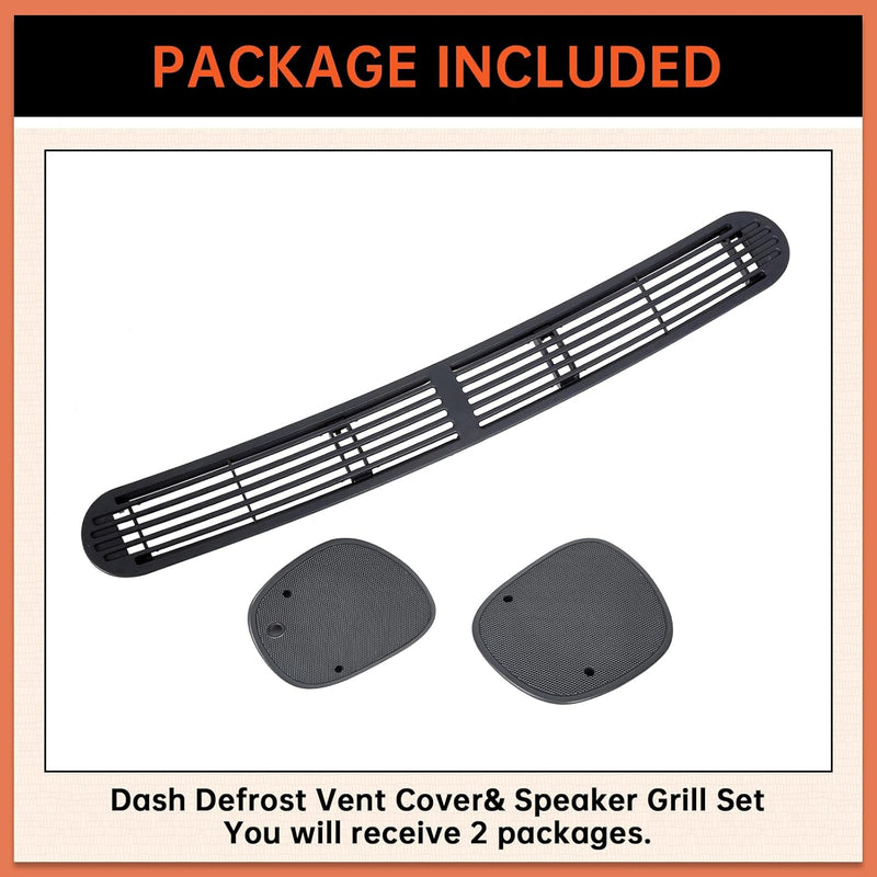 Dash Defrost Vent Cover& Speaker Grill Set Compatible with 1998-2005 Chevy Chevrolet S10 GMC Jimmy Sonoma Oldsmobile Bravada Blazer (2 Packages) LYAP-266S-3
