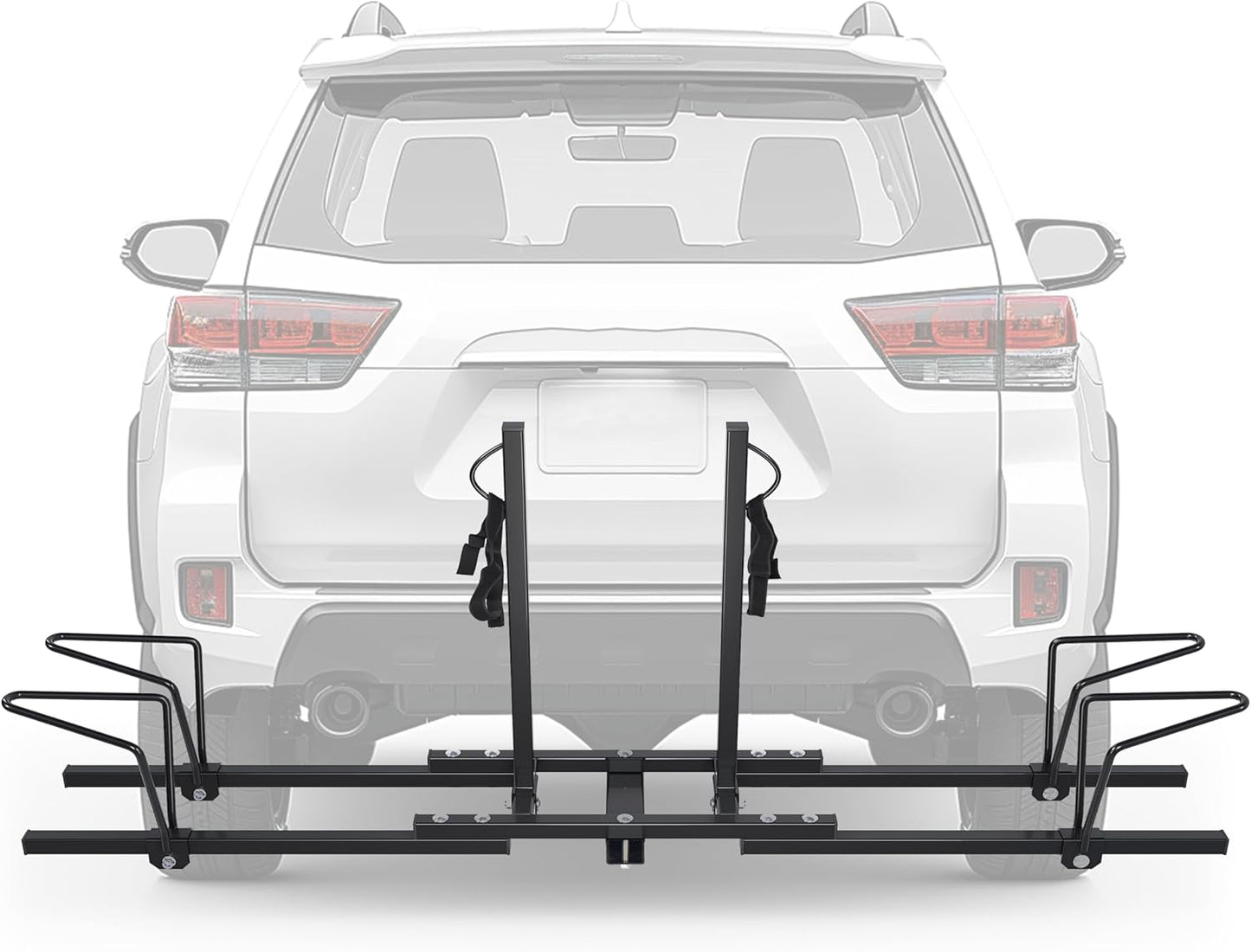 Hitch Mount Bike Rack 2inches Receiver Bicycle 2-Bike Rack for SUV Van Truck Car RV Minivans, 200 LBS Capacity Platform Style for Mountain Bike E-Bike Steel LYA-014S