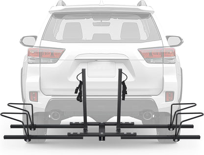 Hitch Mount Bike Rack 2inches Receiver Bicycle 2-Bike Rack for SUV Van Truck Car RV Minivans, 200 LBS Capacity Platform Style for Mountain Bike E-Bike Steel LYA-014S