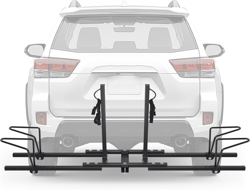 Hitch Mount Bike Rack 2'' Receiver Bicycle 2-Bike Rack for SUV Van Truck Car RV Minivans, 200 LBS Capacity Platform Style for Mountain Bike E-Bike Steel LYA-014S