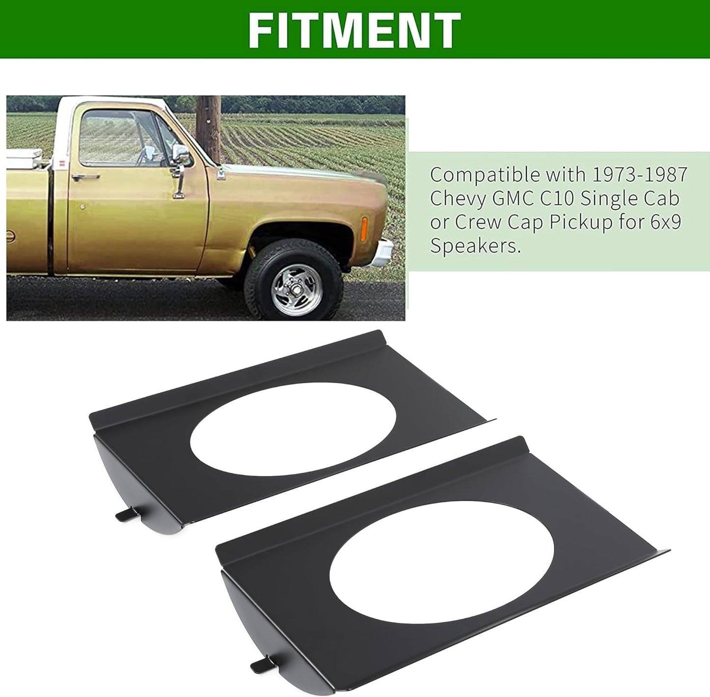 Behind Seat Speaker Brackets Compatible with 1973-1987 Chevy/GMC C10 Pickup for 6x9 Speakers Square Body Replacement LYAM-145S