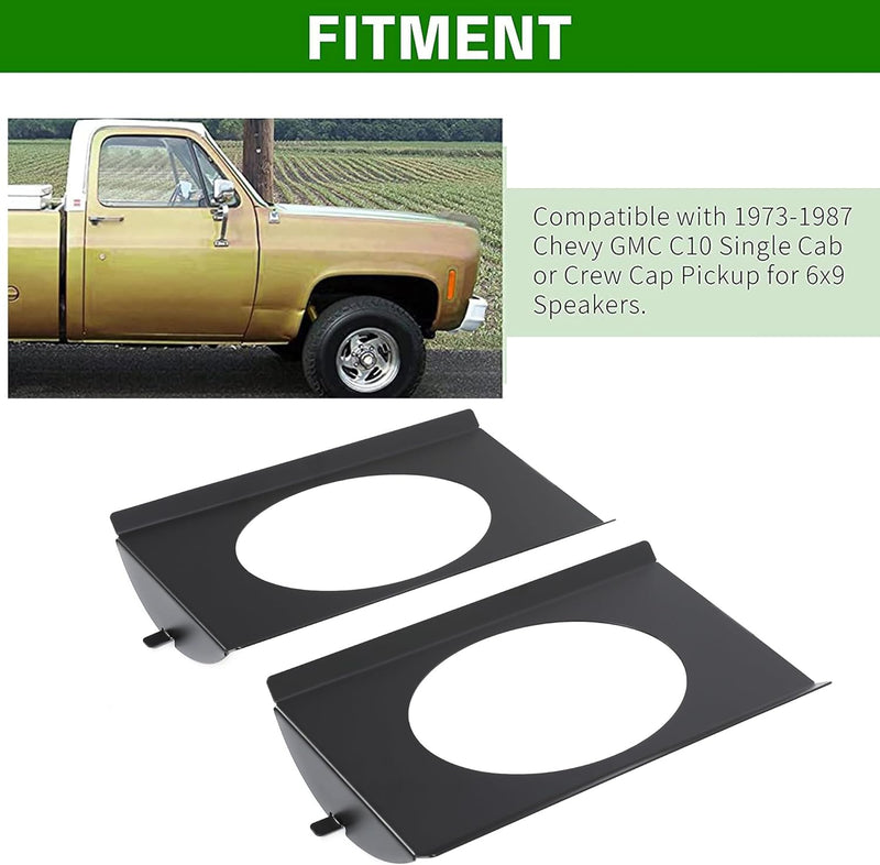 Behind Seat Speaker Brackets Compatible with 1973-1987 Chevy/GMC C10 Pickup for 6x9 Speakers Square Body Replacement LYAM-145S