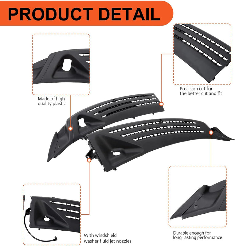 Windshield Wiper Cowl Cover Panel Compatible with 2004-2008 Ford F150 2006-2007 Lincoln Mark LT Outer Window Wiper Cowl Grille Replacement for 4L3Z-15022A69-AA & 4L3Z-15022A68-BA LYAP-243S
